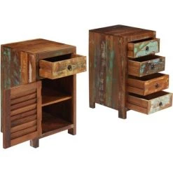 VidaXL Bureau Sur Pieds Bois De Récupération Massif 140 X 50 X 77 Cm - Multicolore -France Bureau Soldes 2022 10259778 3