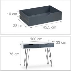 Relaxdays Table De Bureau Blanche, Avec Tiroirs, Design Moderne, Bureau Pour Adolescent, HLP: 76x100x40cm, Blanc -France Bureau Soldes 2022 10367990 5