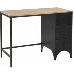 Bureau à Piédestal Unique Bois De Sapin Et Acier 100x50x76 Cm VidaXL -France Bureau Soldes 2022 10543700 3