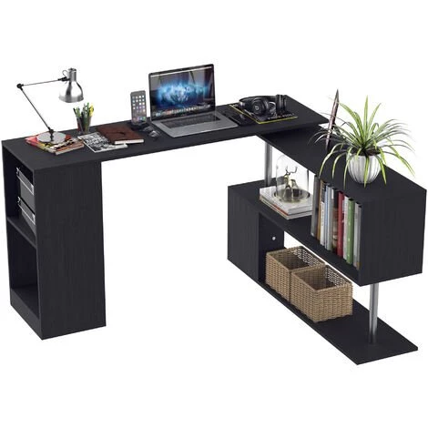 HOMCOM Bureau Informatique Multimédia Modulable Design Contemporain Zig Zag Bibliothèque Intégrée Panneaux Particules Noir Métal - Noir 3 HOMCOM Bureau Informatique Multimédia Modulable Design Contemporain Zig Zag Bibliothèque Intégrée Panneaux Particules Noir Métal - Noir