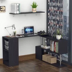 HOMCOM Bureau Informatique Multimédia Modulable Design Contemporain Zig Zag Bibliothèque Intégrée Panneaux Particules Noir Métal - Noir 10 HOMCOM Bureau Informatique Multimédia Modulable Design Contemporain Zig Zag Bibliothèque Intégrée Panneaux Particules Noir Métal - Noir -France Bureau Soldes 2022 10568627 4