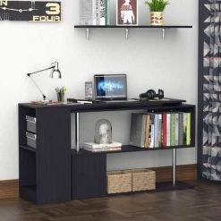 HOMCOM Bureau Informatique Multimédia Modulable Design Contemporain Zig Zag Bibliothèque Intégrée Panneaux Particules Noir Métal - Noir 11 HOMCOM Bureau Informatique Multimédia Modulable Design Contemporain Zig Zag Bibliothèque Intégrée Panneaux Particules Noir Métal - Noir -France Bureau Soldes 2022 10568627 5