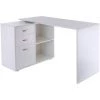 HOMCOM Bureau D'angle Bureau Droit Modulable 2 En 1 Bureau Informatique Tiroirs X 3 + 2 Niches MDF Blanc -France Bureau Soldes 2022 10646797 1