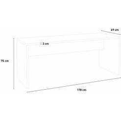 OFFICE24 Bureau En Bois Design Moderne Pour Travail Et études 178x69cm Xxl -France Bureau Soldes 2022 10814582 4