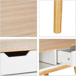 Relaxdays Bureau, Design Scandinave, 2 Tiroirs, Table D’ordinateur HxLxP: Env. 76 X 120 X 55 Cm, Bois, Blanc-brun -France Bureau Soldes 2022 11018298 4