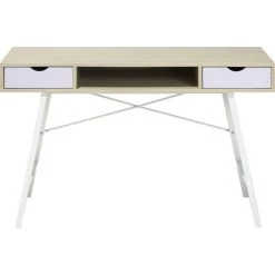 BELIANI Bureau Bois Clair Et Blanc Avec Tiroir 120 X 48 Cm - Bois Clair 9 BELIANI Bureau Bois Clair Et Blanc Avec Tiroir 120 X 48 Cm - Bois Clair -France Bureau Soldes 2022 11186687 4