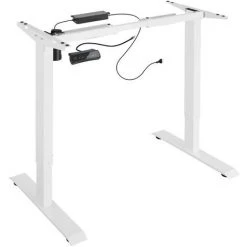 TECTAKE Bureau Assis Debout Pied De Bureau Electrique Réglable Hauteur Et Largeur 121 Cm X 65 Cm X 121 Cm En Acier Blanc - Blanc