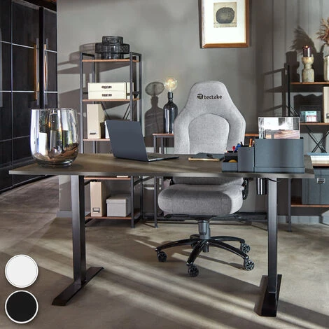 TECTAKE Bureau Assis Debout Pied De Bureau Electrique Réglable Hauteur Et Largeur 121 Cm X 65 Cm X 121 Cm En Acier Blanc - Blanc 4 TECTAKE Bureau Assis Debout Pied De Bureau Electrique Réglable Hauteur Et Largeur 121 Cm X 65 Cm X 121 Cm En Acier Blanc - Blanc – Image 2