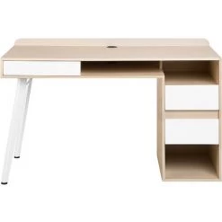 BELIANI Bureau Blanc/bois 130 X 60 Cm - Blanc 7 BELIANI Bureau Blanc/bois 130 X 60 Cm - Blanc -France Bureau Soldes 2022 12005094 3