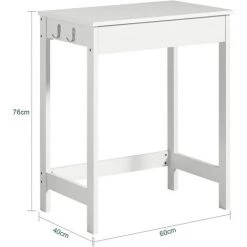 Table Bureau Informatique Secrétaire Avec 1 Tiroir Et 2 Crochets, SoBuy® FWT43-W -France Bureau Soldes 2022 12135575 3