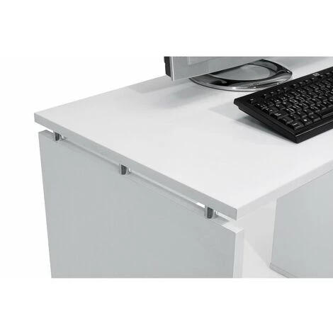 TOPKIT | Bureau Burgos 5214| Grande Table D'ordinateur | Bureau Avec Tiroir Et Porte | Blanc 4 TOPKIT | Bureau Burgos 5214| Grande Table D'ordinateur | Bureau Avec Tiroir Et Porte | Blanc – Image 2