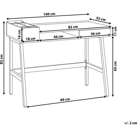 BELIANI Bureau Blanc/bois 100 X 55 Cm - Blanc 5 BELIANI Bureau Blanc/bois 100 X 55 Cm - Blanc – Image 3