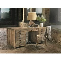 Bureau à Absinthe En Pin En Vieux Bois Cm 175x75x78 Guarnieri Assenzio - Pino