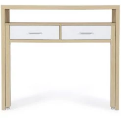 IDMARKET Bureau Extensible MAX Bois Façon Hêtre Et Blanc - Blanc -France Bureau Soldes 2022 13433316 5
