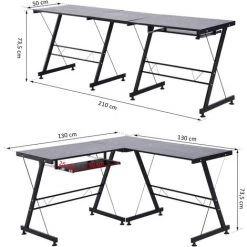 HOMCOM Bureau D'angle Bureau Informatique Design Moderne Métal MDF Imitation Veinage Bois Noir 9 HOMCOM Bureau D'angle Bureau Informatique Design Moderne Métal MDF Imitation Veinage Bois Noir -France Bureau Soldes 2022 13677125 3