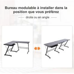 HOMCOM Bureau D'angle Bureau Informatique Design Moderne Métal MDF Imitation Veinage Bois Noir 10 HOMCOM Bureau D'angle Bureau Informatique Design Moderne Métal MDF Imitation Veinage Bois Noir -France Bureau Soldes 2022 13677125 4