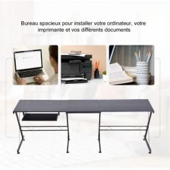 HOMCOM Bureau D'angle Bureau Informatique Design Moderne Métal MDF Imitation Veinage Bois Noir 11 HOMCOM Bureau D'angle Bureau Informatique Design Moderne Métal MDF Imitation Veinage Bois Noir -France Bureau Soldes 2022 13677125 5