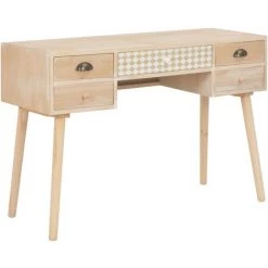 VidaXL Bureau Avec 5 Tiroirs 114x40x75,5 Cm Bois De Pin Solide - Brun