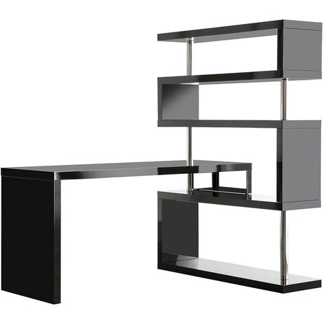 MILIBOO Bureau Design Brillant Amovible T-MAX - Noir Laqué - Noir Laqué 4 MILIBOO Bureau Design Brillant Amovible T-MAX - Noir Laqué - Noir Laqué – Image 2