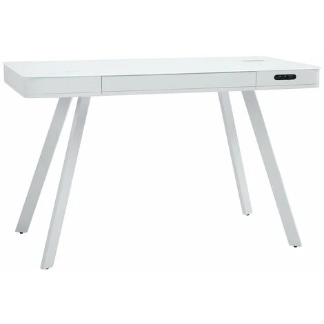 MILIBOO Bureau Connecté Multimédia En Verre Métal CLEVER - Blanc - Blanc 4 MILIBOO Bureau Connecté Multimédia En Verre Métal CLEVER - Blanc - Blanc – Image 2