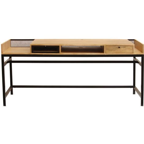 MILIBOO Bureau Design En Manguier Massif Et Métal Noir L180 Cm RACK - Bois Clair / Noir 3 MILIBOO Bureau Design En Manguier Massif Et Métal Noir L180 Cm RACK - Bois Clair / Noir