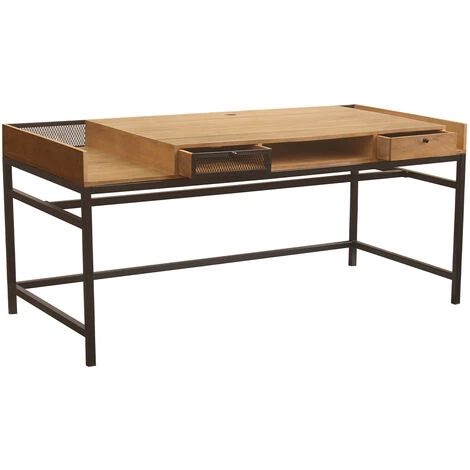 MILIBOO Bureau Design En Manguier Massif Et Métal Noir L180 Cm RACK - Bois Clair / Noir 4 MILIBOO Bureau Design En Manguier Massif Et Métal Noir L180 Cm RACK - Bois Clair / Noir – Image 2