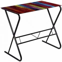 HELLOSHOP26 Bureau Table Meuble Travail Informatique En Verre à Motif D'arc-en-ciel - Transparent -France Bureau Soldes 2022 13977320 2