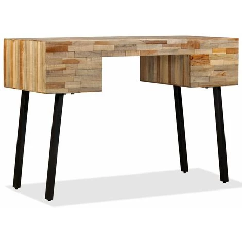 HELLOSHOP26 Bureau Table Meuble Travail Informatique Teck De Récupération Massif 110 Cm - Or 5 HELLOSHOP26 Bureau Table Meuble Travail Informatique Teck De Récupération Massif 110 Cm - Or – Image 3