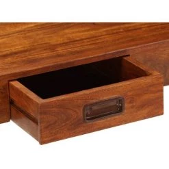 HELLOSHOP26 Bureau Table Meuble Travail Informatique Bois D'acacia Et Finition En Sesham 110 Cm - Bois -France Bureau Soldes 2022 13977326 5