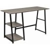 HELLOSHOP26 Bureau Table Meuble Travail Informatiqueavec 2 étagères Gris Et Chêne - Beige
