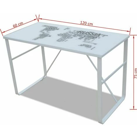 HELLOSHOP26 Bureau Table Meuble Travail Informatique Rectangulaire Avec Motif De Carte Du Monde - Or 7 HELLOSHOP26 Bureau Table Meuble Travail Informatique Rectangulaire Avec Motif De Carte Du Monde - Or – Image 5