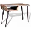 HELLOSHOP26 Bureau Table Meuble Travail Informatique Avec Pieds En Fer Bois De Récupération - Bois