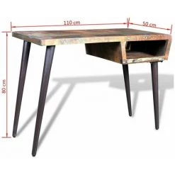 HELLOSHOP26 Bureau Table Meuble Travail Informatique Avec Pieds En Fer Bois De Récupération - Bois -France Bureau Soldes 2022 13977385 5
