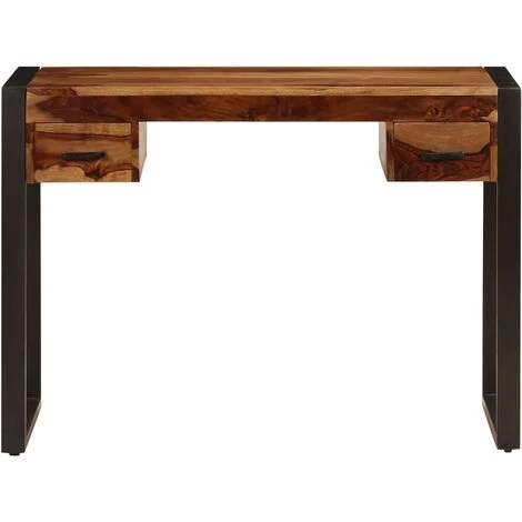 HELLOSHOP26 Bureau Table Meuble Travail Informatique Avec 2 Tiroirs 110 Cm Bois Solide De Sesham - Bois 5 HELLOSHOP26 Bureau Table Meuble Travail Informatique Avec 2 Tiroirs 110 Cm Bois Solide De Sesham - Bois – Image 3