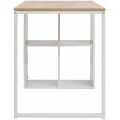 HELLOSHOP26 Bureau Table Meuble Travail Informatiqued'écriture 120 X 60 X 75 Cm Chêne Et Blanc - Beige