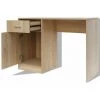 HELLOSHOP26 Bureau Table Meuble Travail Informatique Avec Tiroir Et Placard 100 Cm Chêne - Beige