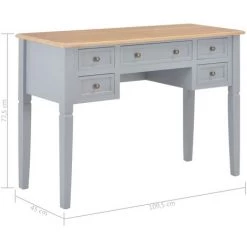 HELLOSHOP26 Bureau Table Meuble Travail Informatique Gris 109,5 Cm Bois - Bois -France Bureau Soldes 2022 13998845 3