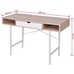 VIDAXL Bureau Avec 1 Tiroir Chêne Et Blanc - Multicolore -France Bureau Soldes 2022 14075385 5