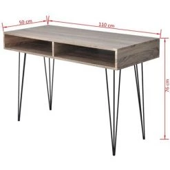 VIDAXL Bureau Avec 2 Compartiments Gris - Multicolore -France Bureau Soldes 2022 14075386 4