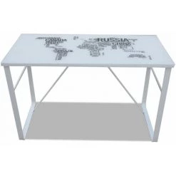 VIDAXL Bureau Rectangulaire Avec Motif De Carte Du Monde - Blanc -France Bureau Soldes 2022 14075858 4