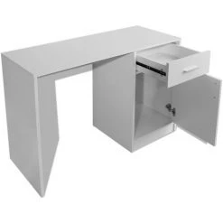 VIDAXL Bureau Avec Tiroir Et Placard 100x40x73 Cm Blanc - Blanc -France Bureau Soldes 2022 14076400 5