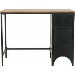 VIDAXL Bureau à Piédestal Unique Bois De Sapin Et Acier 100x50x76 Cm - Noir - Meubles/Meubles De Bureau/Bureaux - Noir - Noir -France Bureau Soldes 2022 14077944 4