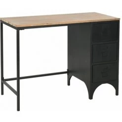 VIDAXL Bureau à Piédestal Unique Bois De Sapin Et Acier 100x50x76 Cm - Noir - Meubles/Meubles De Bureau/Bureaux - Noir - Noir -France Bureau Soldes 2022 14077944 5
