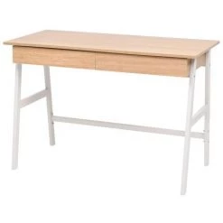 VIDAXL Table D'écriture 110 X 55 X 75 Cm Chêne Et Blanc - Meubles - Meubles De Bureau - Bureaux - Brun - Brun