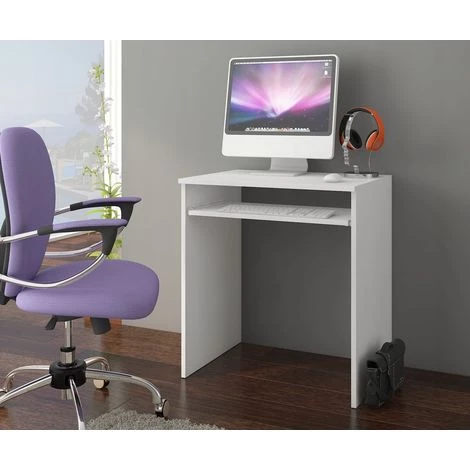 HUCOCO BERN - Petit Bureau Informatique - 70x50x74cm - Support Clavier - Table D'ordinateur - Mobilier Bureau - Blanc 4 HUCOCO BERN - Petit Bureau Informatique - 70x50x74cm - Support Clavier - Table D'ordinateur - Mobilier Bureau - Blanc – Image 2