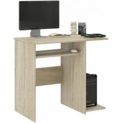 HUCOCO ZURICH - Bureau Moderne Informatique D'ordinateur 80x50x76 - Chambre Ado - Support Clavier Tablette PC - Mobilier Bureau/travail - Beige