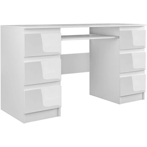HUCOCO BARI - Bureau Informatique - Bureau D'ordinateur - 6 Tiroirs + Support Clavier Coulissant - Mobilier De Bureau - Blanc 3 HUCOCO BARI - Bureau Informatique - Bureau D'ordinateur - 6 Tiroirs + Support Clavier Coulissant - Mobilier De Bureau - Blanc