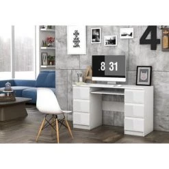 HUCOCO BARI - Bureau Informatique - Bureau D'ordinateur - 6 Tiroirs + Support Clavier Coulissant - Mobilier De Bureau - Blanc 7 HUCOCO BARI - Bureau Informatique - Bureau D'ordinateur - 6 Tiroirs + Support Clavier Coulissant - Mobilier De Bureau - Blanc -France Bureau Soldes 2022 14260742 3