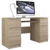 HUCOCO BARI - Bureau Informatique - Bureau D'ordinateur - 6 Tiroirs + Support Clavier Coulissant - Mobilier De Bureau - Aspect Bois - Beige -France Bureau Soldes 2022 14260745 1