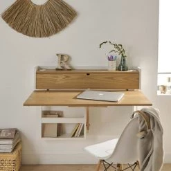 MOB-IN Bureau Mural Rabattable Frêne 100 Cm U-LINE - Bois Clair -France Bureau Soldes 2022 14335929 3